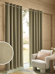 Green Khaki Blackout/Thermal Cotton Eyelet Curtains - Image 1 of 9