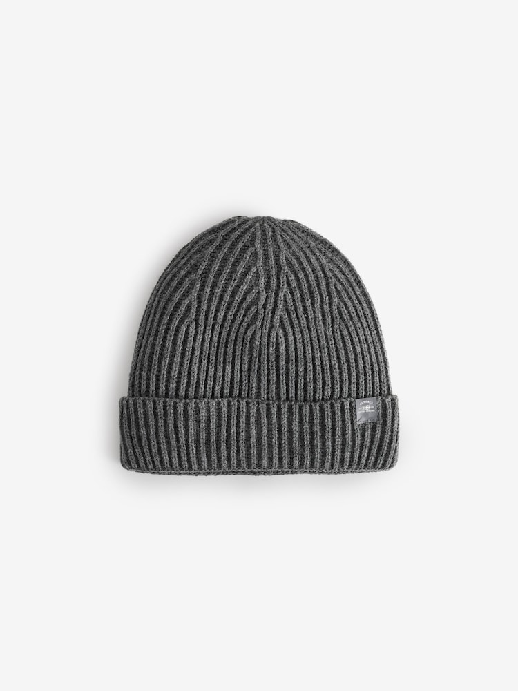 FatFace Charcoal Grey Plaited Beanie - Image 1 of 3