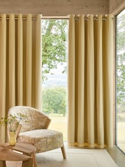 Buttermilk Yellow Blackout/Thermal Cotton Eyelet Curtains - Image 1 of 9