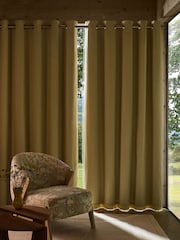Buttermilk Yellow Blackout/Thermal Cotton Eyelet Curtains - Image 3 of 9