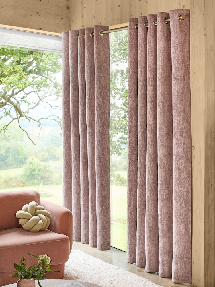 Cortinas de ilhós de chenille pesadas - Imagem 2 de 8