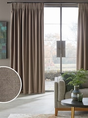 Charcoal Grey Linen Look Pencil Pleat Blackout/Thermal Curtains - Image 1 of 7