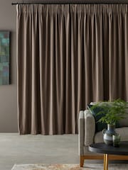 Charcoal Grey Linen Look Pencil Pleat Blackout/Thermal Curtains - Image 3 of 7