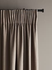Charcoal Grey Linen Look Pencil Pleat Blackout/Thermal Curtains - Image 4 of 7
