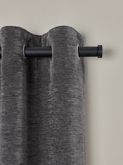 Grey Soft Touch Chenille Lined Eyelet Curtains - Image 4 of 4