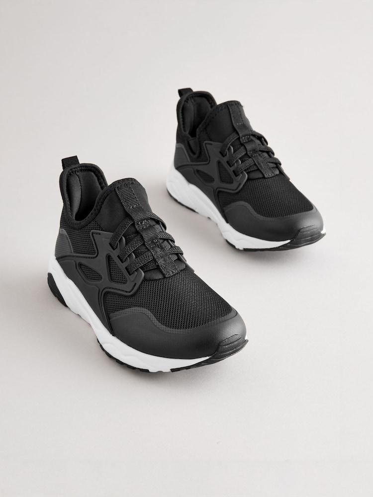 Black Elastic Lace Trainers - Image 1 of 6