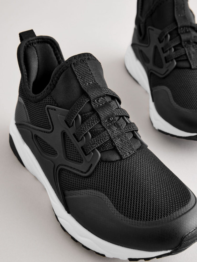 Black Elastic Lace Trainers - Image 5 of 6