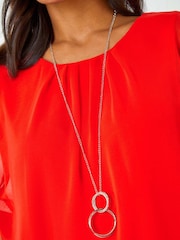 Roman Orange Chiffon Jersey Blouson Top with Necklace - Image 5 of 5
