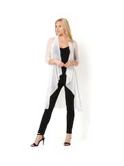 Roman White Ivory Mesh Longline Kimono Jacket - Image 1 of 3