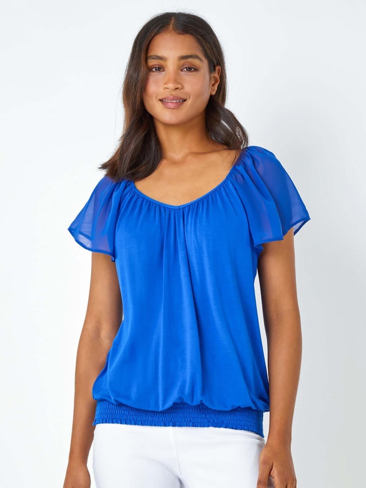 Roman Chiffon Sleeve Stretch Jersey Top - Imagen 1 de 5 Roman Chiffon Sleeve Stretch Jersey Top - Imagen 1 de 5