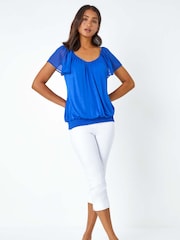 Roman Chiffon Sleeve Stretch Jersey Top - Imagen 3 de 5