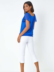 Roman Chiffon Sleeve Stretch Jersey Top - Imagen 4 de 5