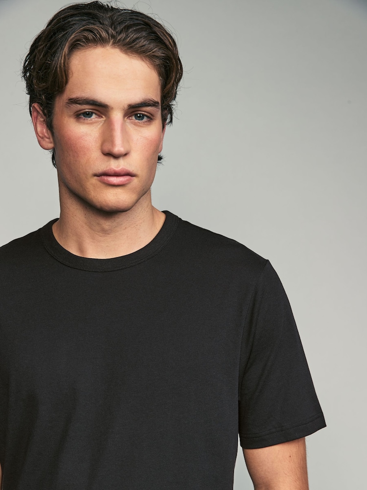 Black Basic Crew Neck Regular Fit T-Shirt 6 Pack - Image 4 of 8
