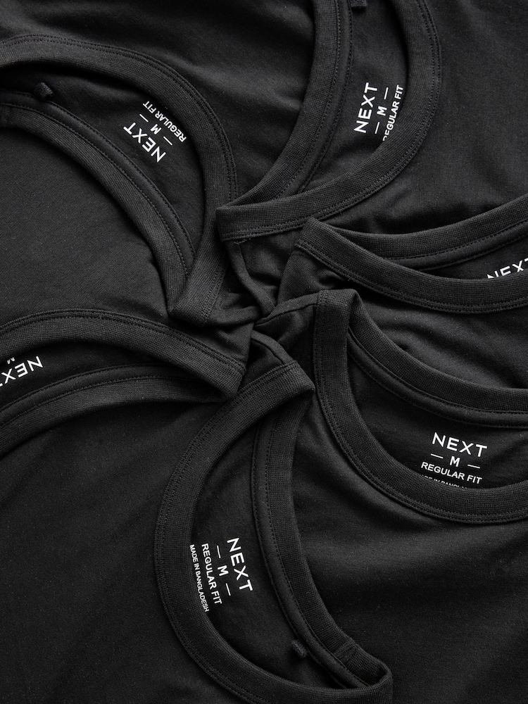 Black Basic Crew Neck Regular Fit T-Shirt 6 Pack - Image 7 of 8