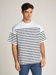 Tommy Jeans Blue Stripe Skate T-Shirt - Image 1 of 6
