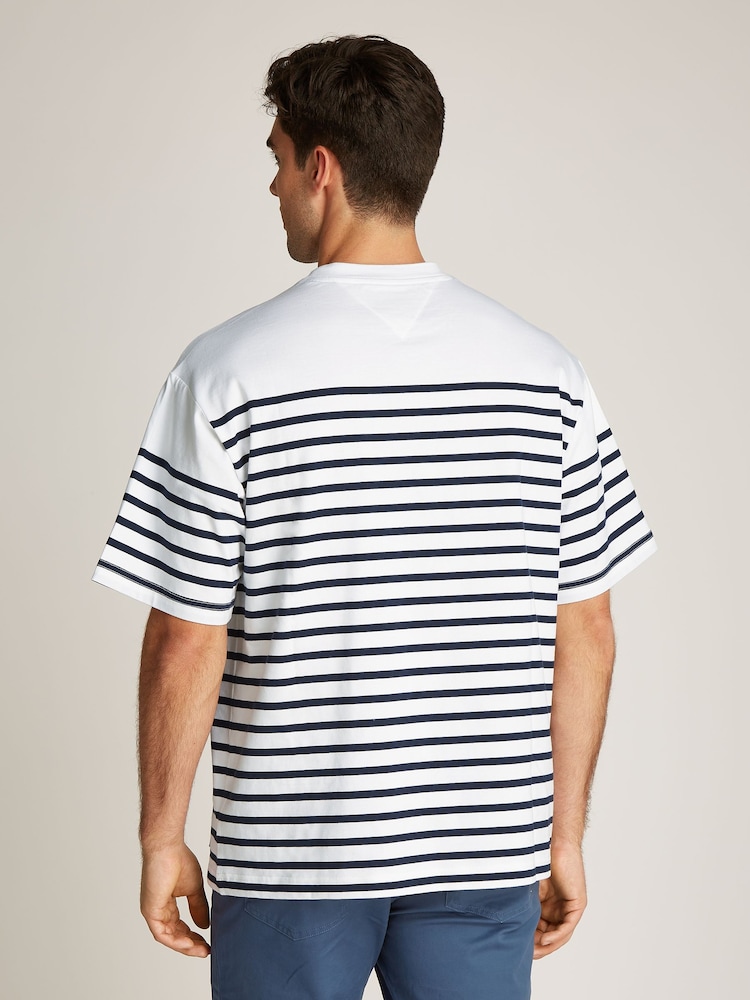 Tommy Jeans Blue Stripe Skate T-Shirt - Image 2 of 6