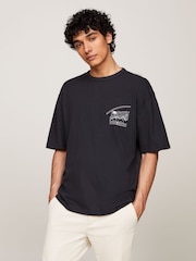 Tommy Jeans Black Oversized Vintage Explorer 100% Cotton T-Shirt - Image 1 of 5