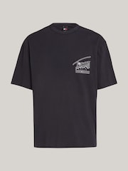 Tommy Jeans Black Oversized Vintage Explorer 100% Cotton T-Shirt - Image 4 of 5