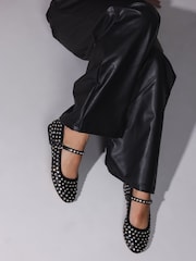 Steve Madden Black Vinetta-R Rhinestone Ballerina Shoes - Image 1 of 10