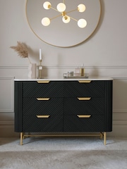 Black Valencia Marble and Mango Wood 6 Drawer Chest of Drawers - Image 1 of 8