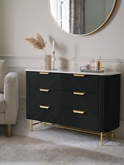 Black Valencia Marble and Mango Wood 6 Drawer Chest of Drawers - Image 2 of 8