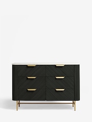 Black Valencia Marble and Mango Wood 6 Drawer Chest of Drawers - Image 4 of 8