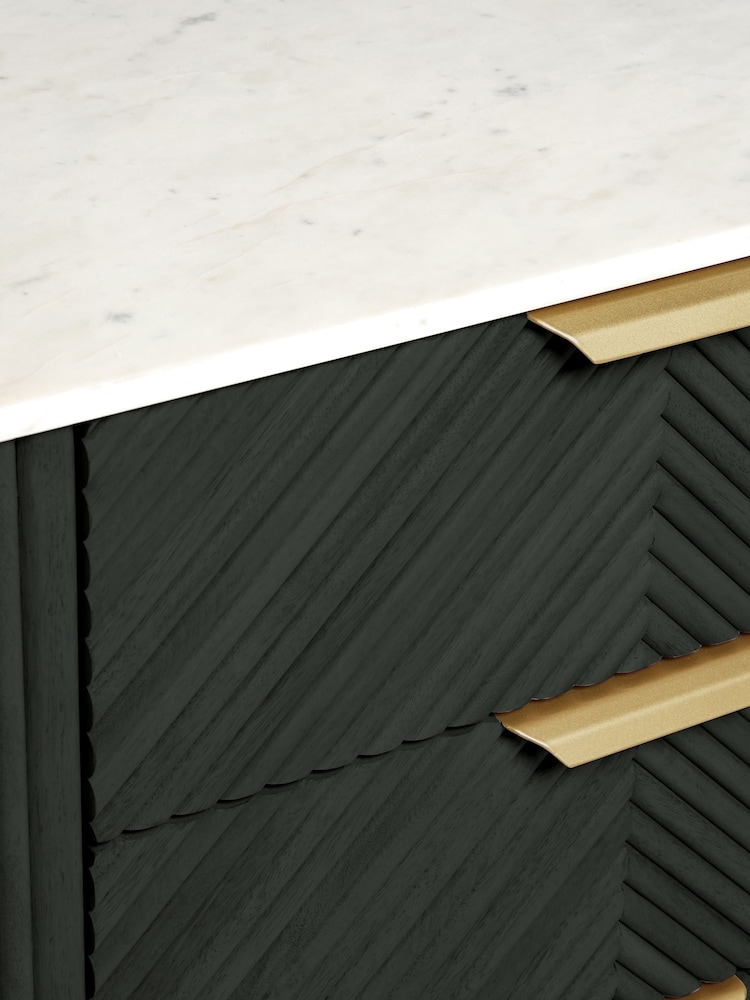 Black Valencia Marble and Mango Wood 6 Drawer Chest of Drawers - Image 8 of 8
