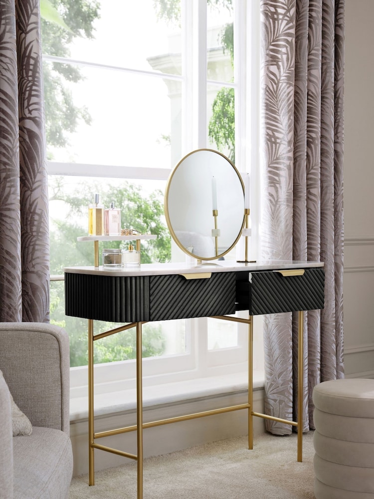 Black Valencia 2 Drawer Solid Mango Wood Dressing Table - Image 2 of 8