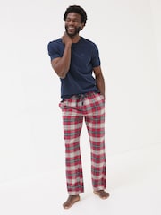FatFace Navy Check Pyjama Set - Image 1 of 7