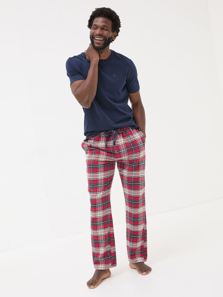FatFace Navy Check Pyjama Set - Image 1 of 7