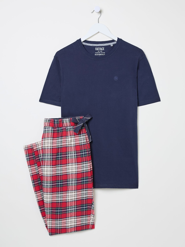 FatFace Navy Check Pyjama Set - Image 7 of 7