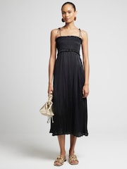 River Island Crinkle Shirred Midi Dress - Image 1 of 4