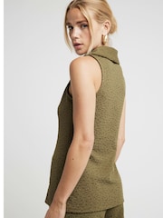 River Island Green Textured Sleeveless Shirt - Image 2 of 4