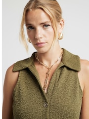 River Island Green Textured Sleeveless Shirt - Image 3 of 4