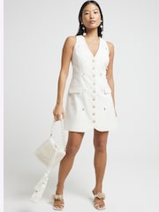 River Island White Waistcoat Embelished Mini Dress - Image 2 of 4