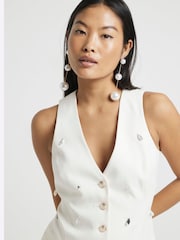 River Island White Waistcoat Embelished Mini Dress - Image 3 of 4