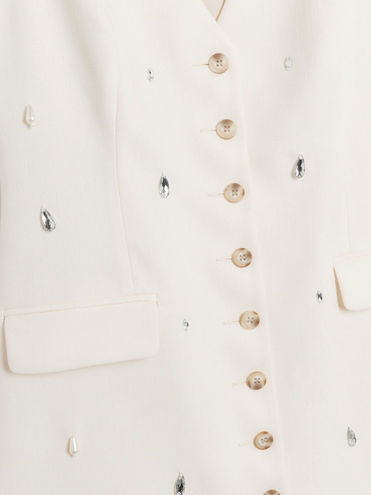 River Island White Waistcoat Embelished Mini Dress - Image 4 of 4