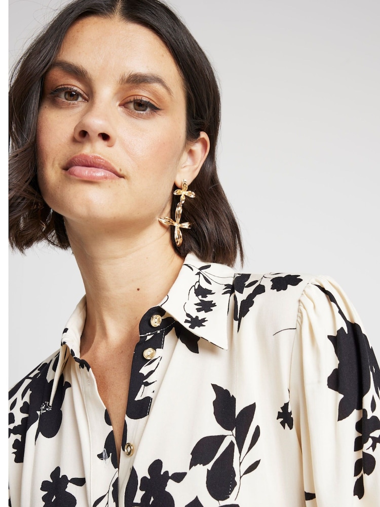 River Island Cream Belted Shirt Dress - Image 2 of 4 River Island Cream Belted Shirt Dress - Image 2 of 4
