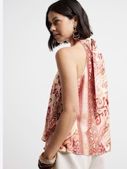 River Island Orange Scarf Print Halter Top - Image 2 of 4