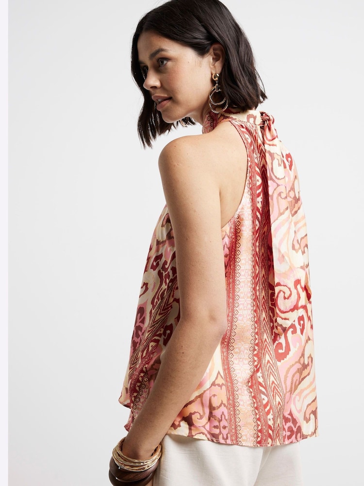 River Island Orange Scarf Print Halter Top - Image 2 of 4
