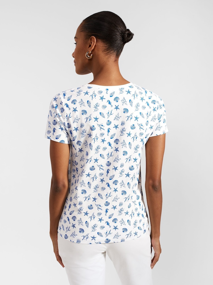 Hobbs Blue 100% Cotton Pixie Printed T-Shirt - Image 2 of 4 Hobbs Blue 100% Cotton Pixie Printed T-Shirt - Image 2 of 4