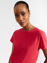 Hobbs Pink 100% Cotton Adaline T-Shirt - Image 3 of 4