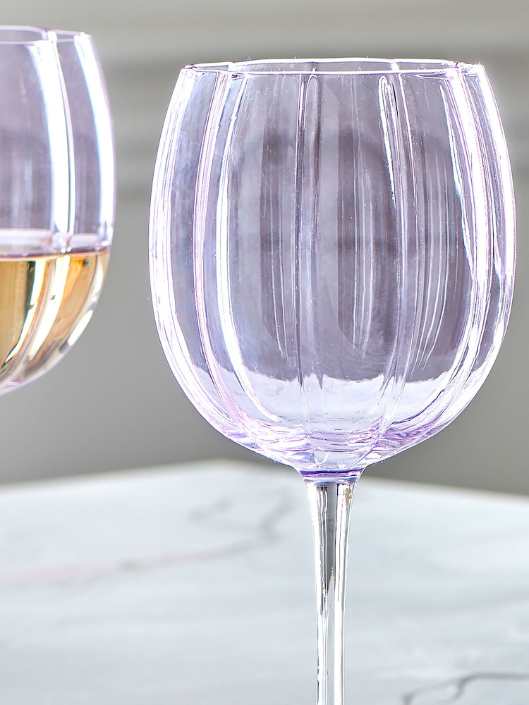 Set of 4 Lilac Purple Ottilie Wine Glasses - Image 2 of 3