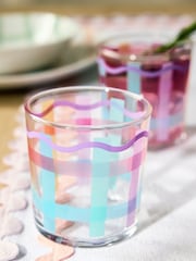 Set of 4 Multi Check Tumbler Glasses - Image 2 of 2