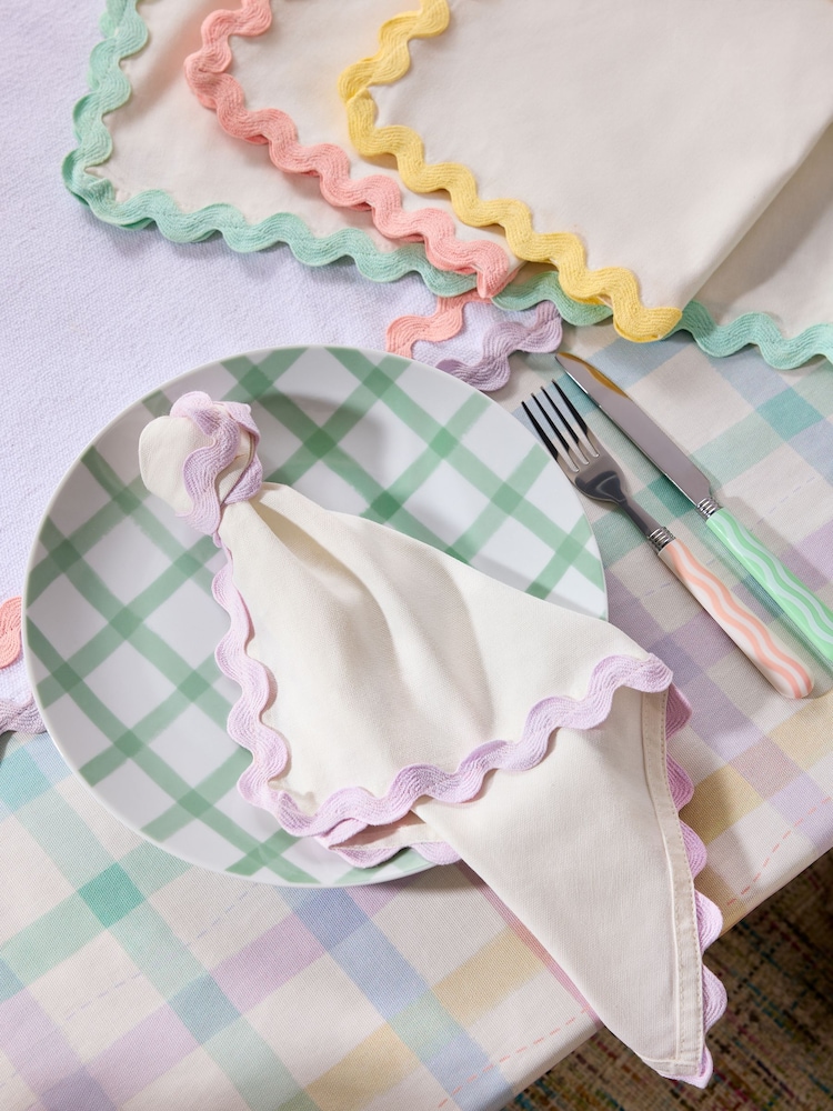 Set of 4 Multi Wiggle Trim Napkins - Image 1 of 3