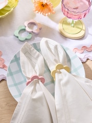 Set of 4 Multi Pastel Flower Napkin Rings - Image 1 of 3