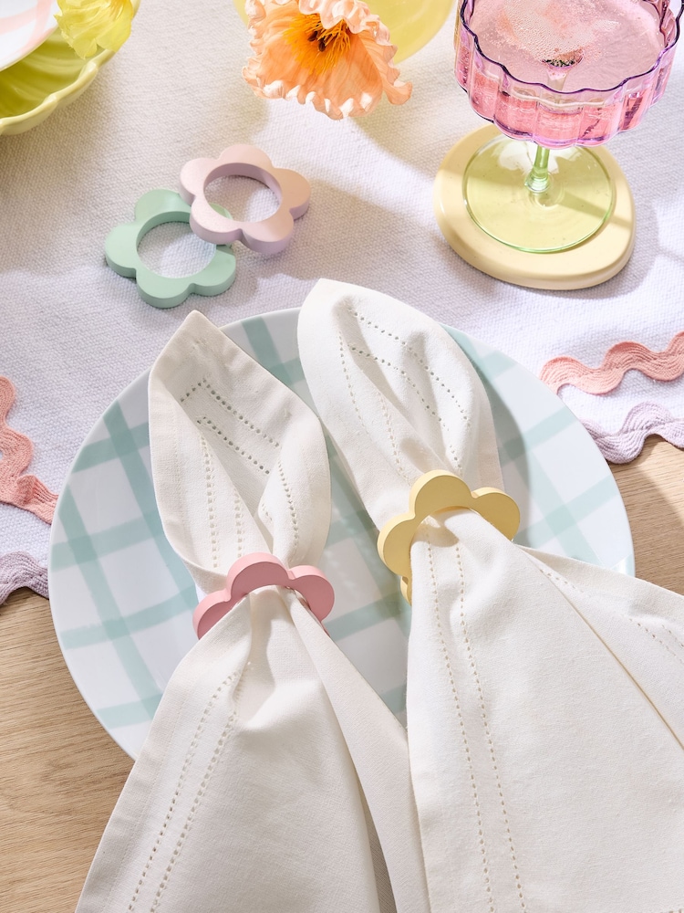 Set of 4 Multi Pastel Flower Napkin Rings - Image 1 of 3