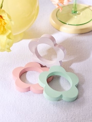 Set of 4 Multi Pastel Flower Napkin Rings - Image 2 of 3
