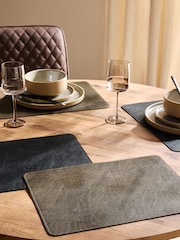 Set of 4 Black Reversible Soft Faux Leather Placemats - Image 1 of 4