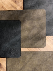 Set of 4 Black Reversible Soft Faux Leather Placemats - Image 2 of 4